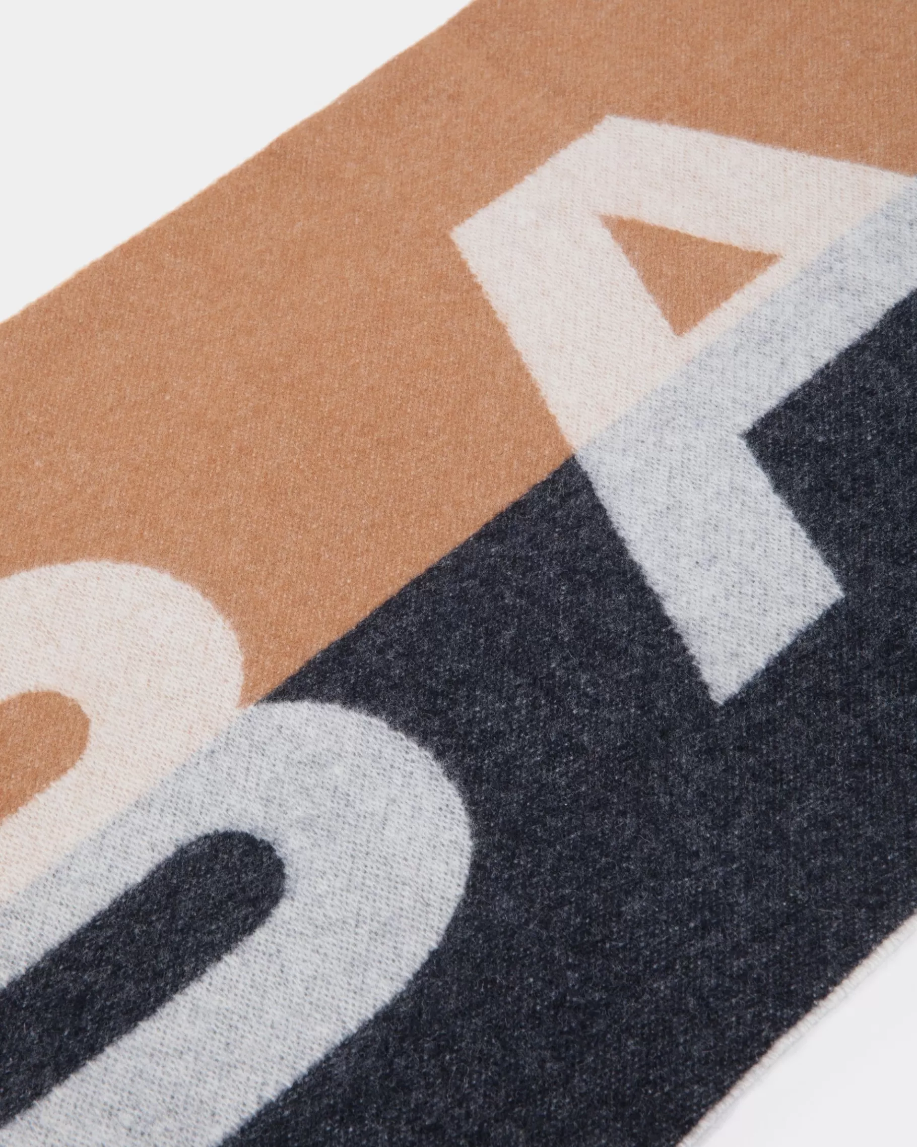 Scarves<Bally Scarf With Logo In Brown And Navy Blue Cashmere Blend Multicolor