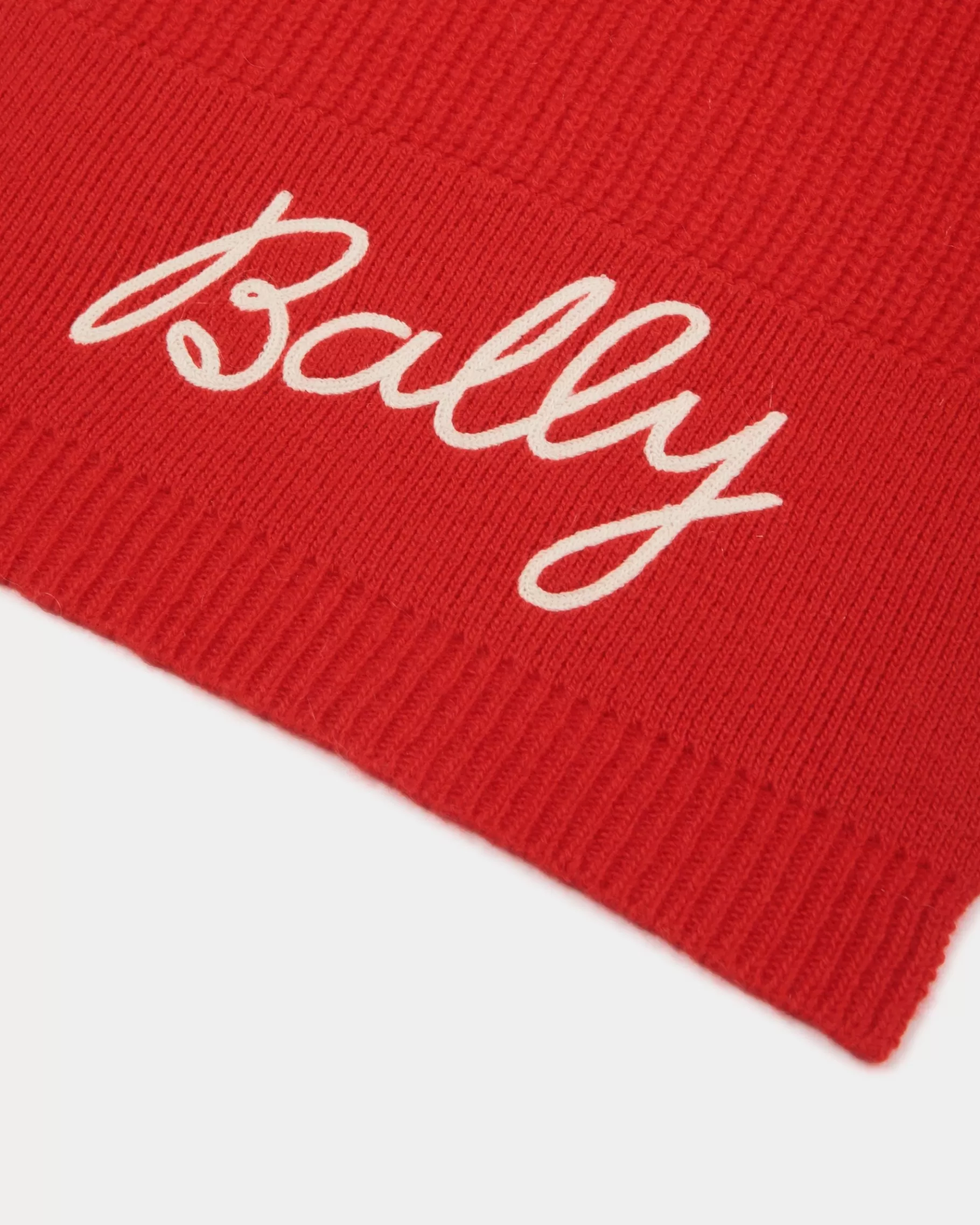 Scarves<Bally Scarf with Logo In Candy Wool Red