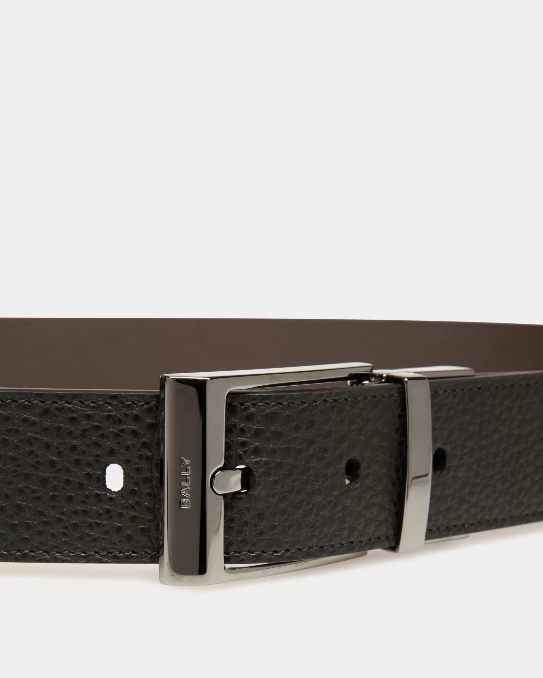 Belts<Bally Shiffie 35mm Reversible And Adjustable Belt in Black And Ebony Leather Multicolor