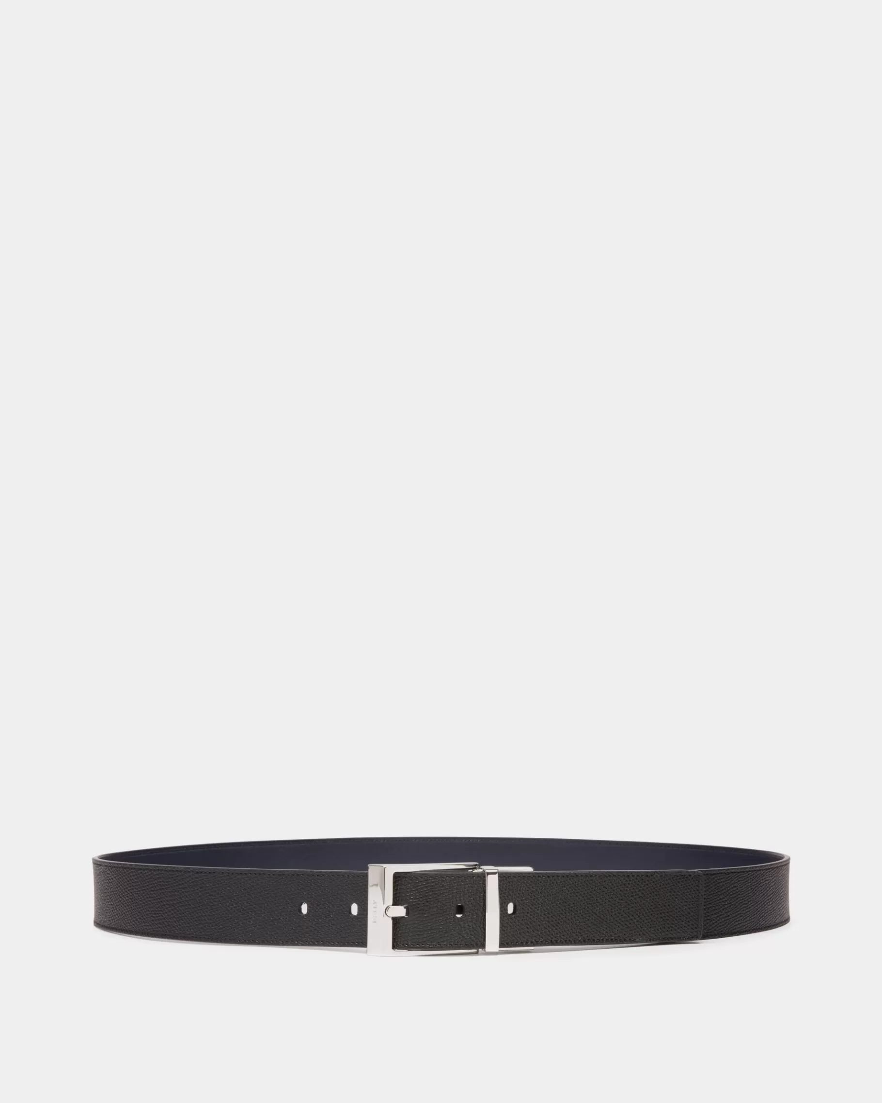 Belts<Bally Shiffie 35mm Reversible And Adjustable Belt in Black And Navy Blue Leather Multicolor