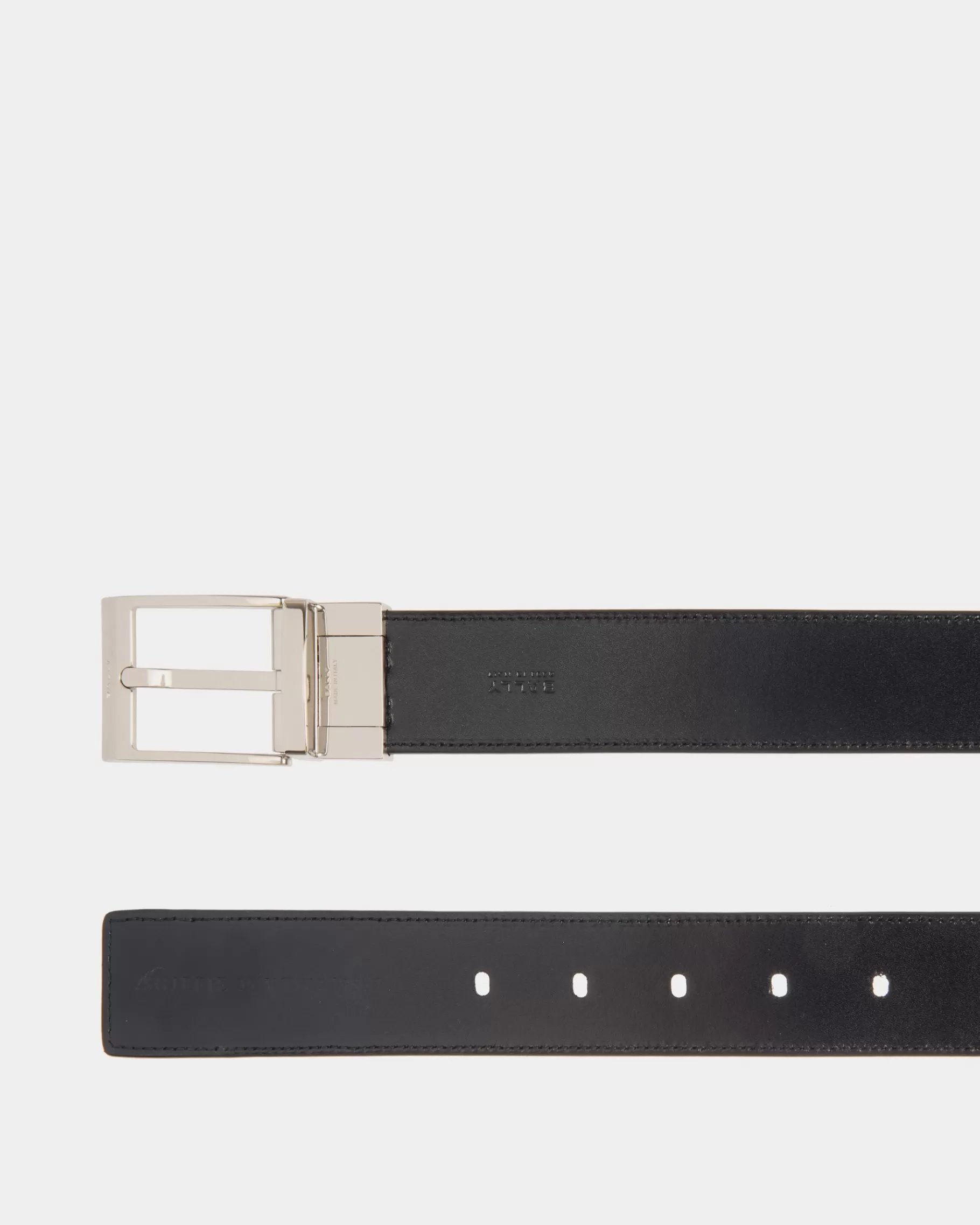 Belts<Bally Shiffie 35mm Reversible And Adjustable Belt in Black And Navy Blue Leather Multicolor