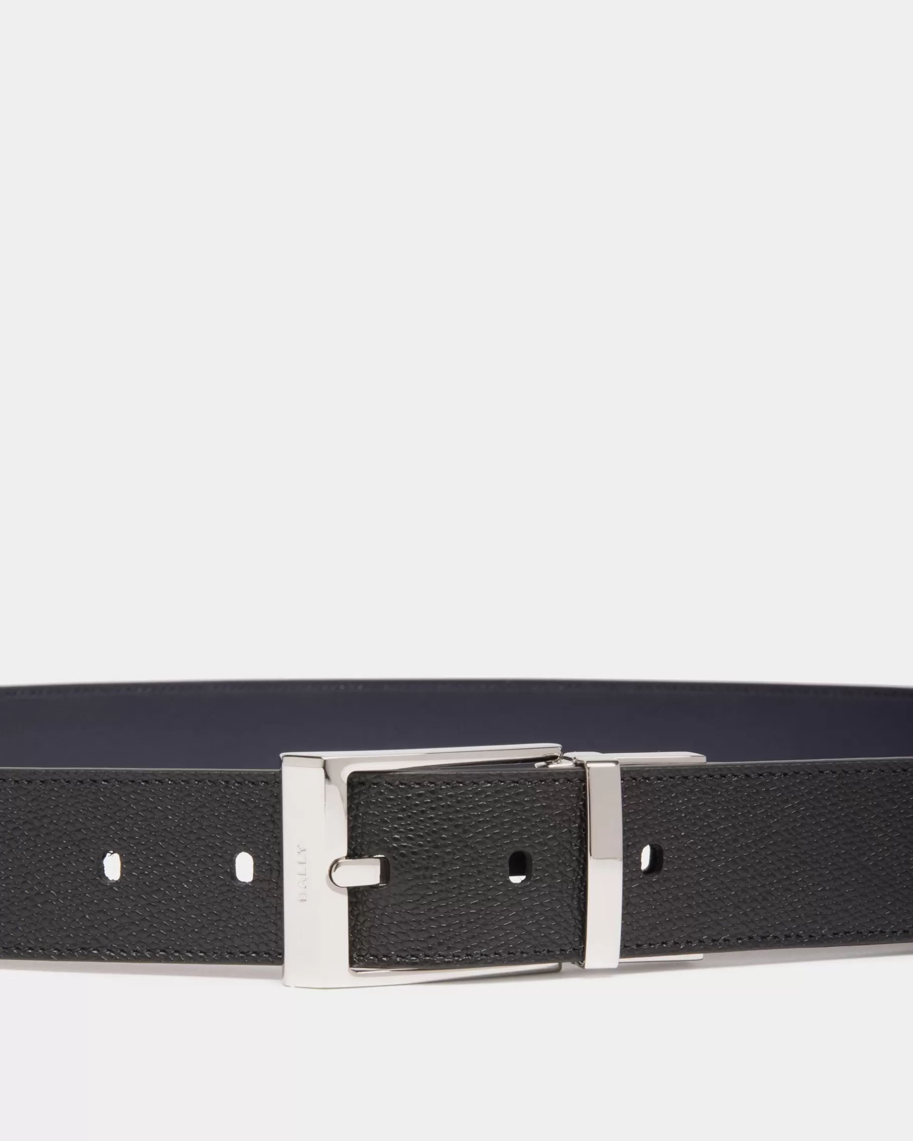 Belts<Bally Shiffie 35mm Reversible And Adjustable Belt in Black And Navy Blue Leather Multicolor