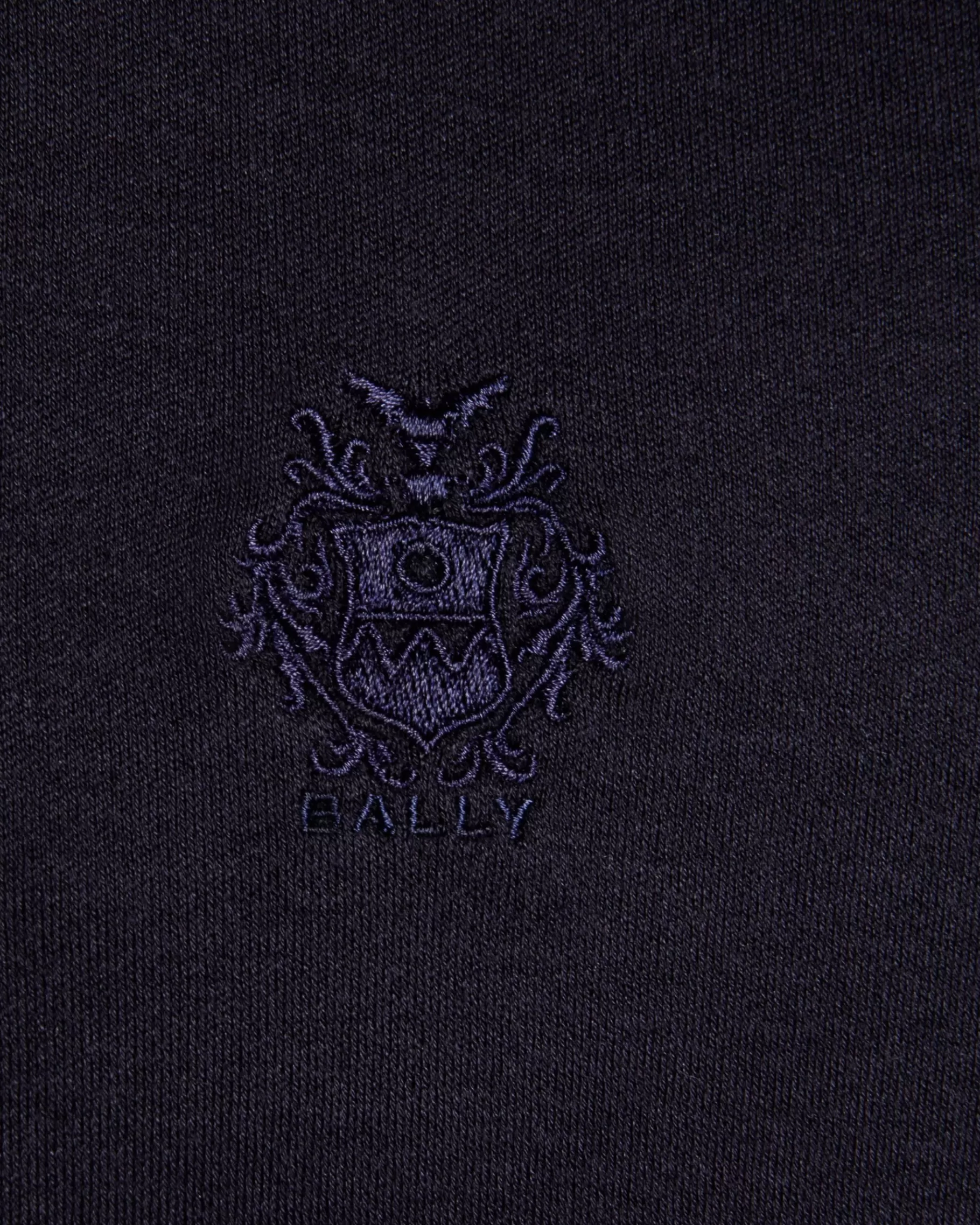 Shirts & T-shirts<Bally Short Sleeve Polo With a Crest Logo in a Navy Cotton Silk Blend Blue