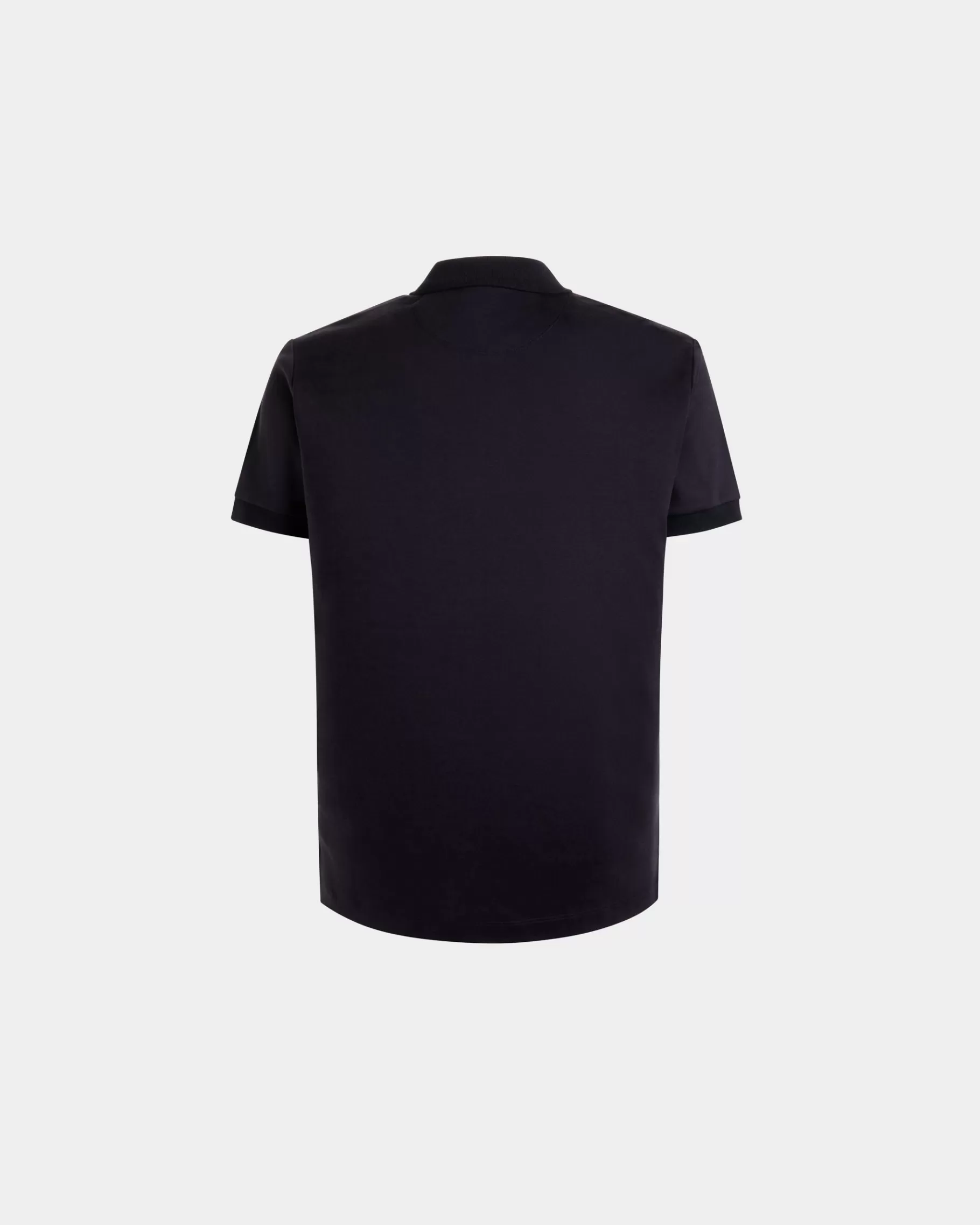 Shirts & T-shirts<Bally Short Sleeve Polo With a Crest Logo in a Navy Cotton Silk Blend Blue