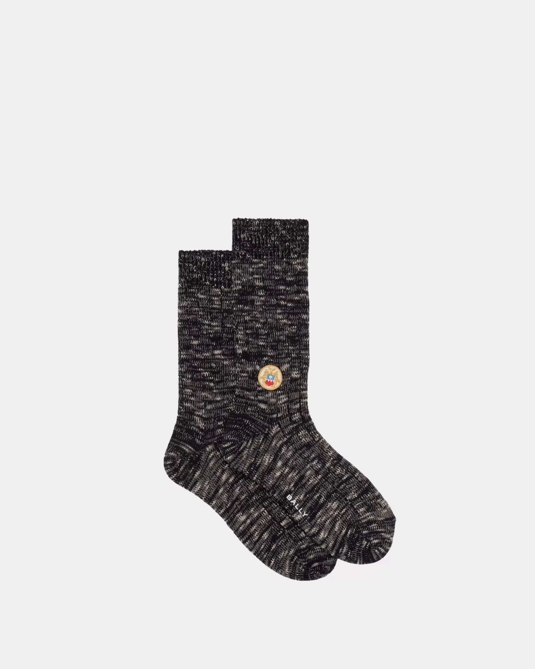 Socks<Bally Socks With a Crest Logo in Navy Wool Blue