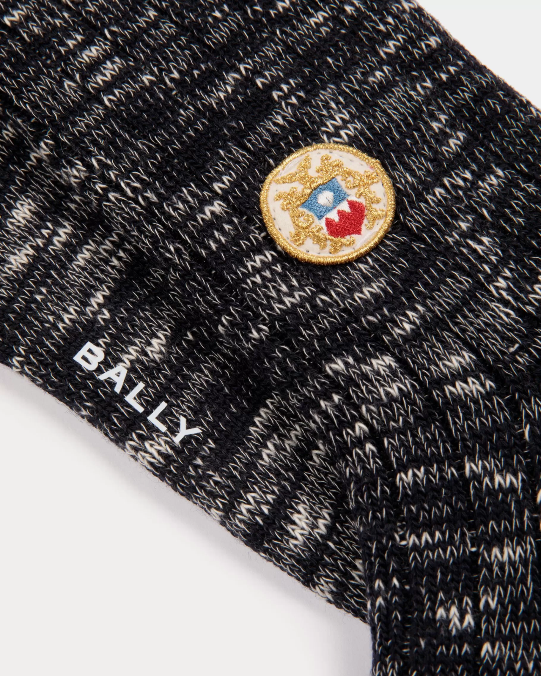 Socks<Bally Socks With a Crest Logo in Navy Wool Blue