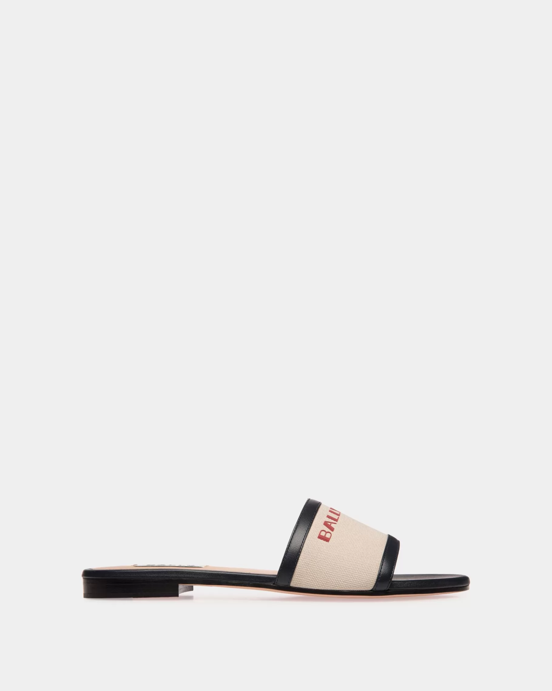 Sandals<Bally Summer Capsule Slide In Natural And Navy Blue Canvas And Leather Multicolor