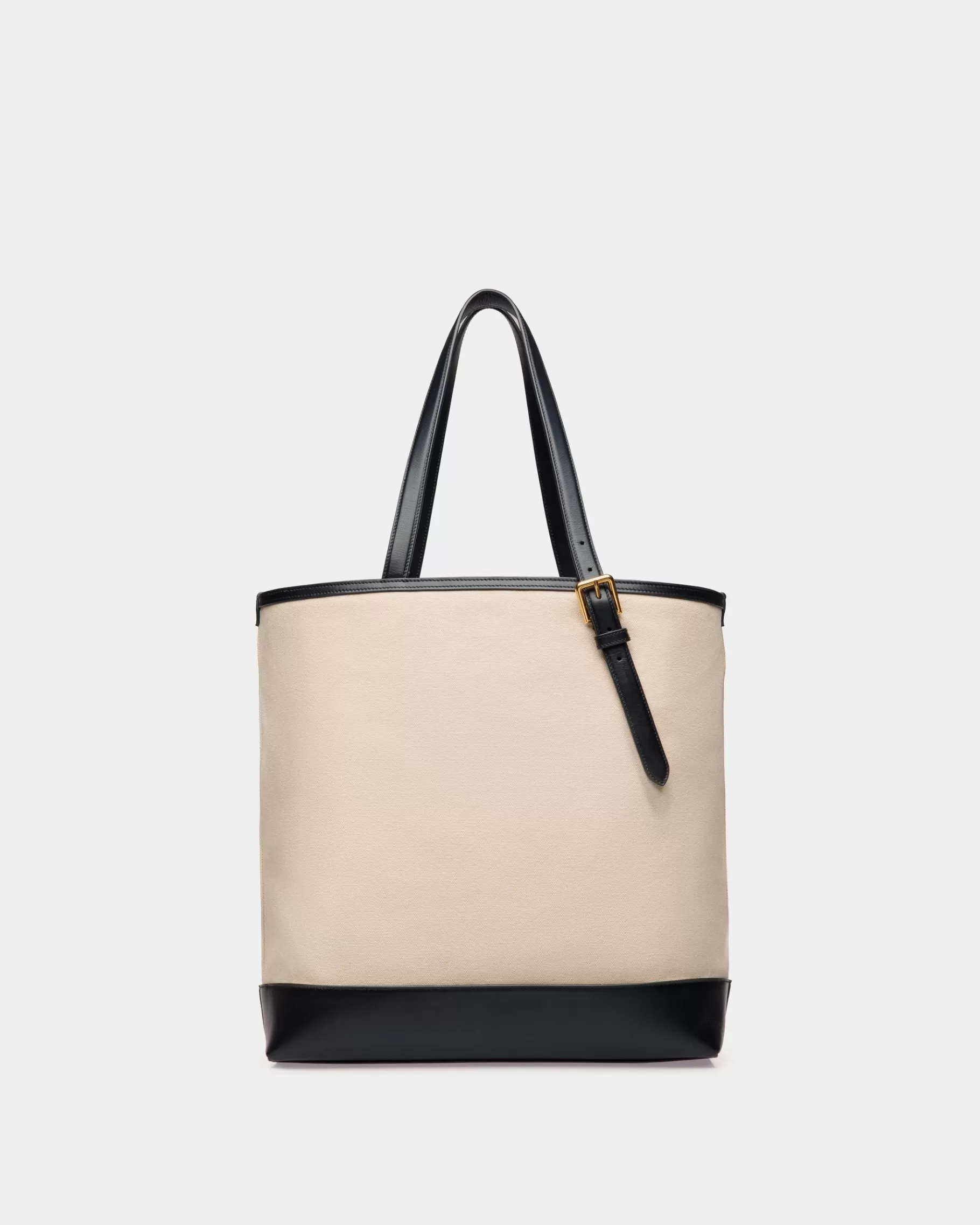 Tote Bags<Bally Summer Capsule Tote Bag In Natural And Navy Blue Canvas And Leather White