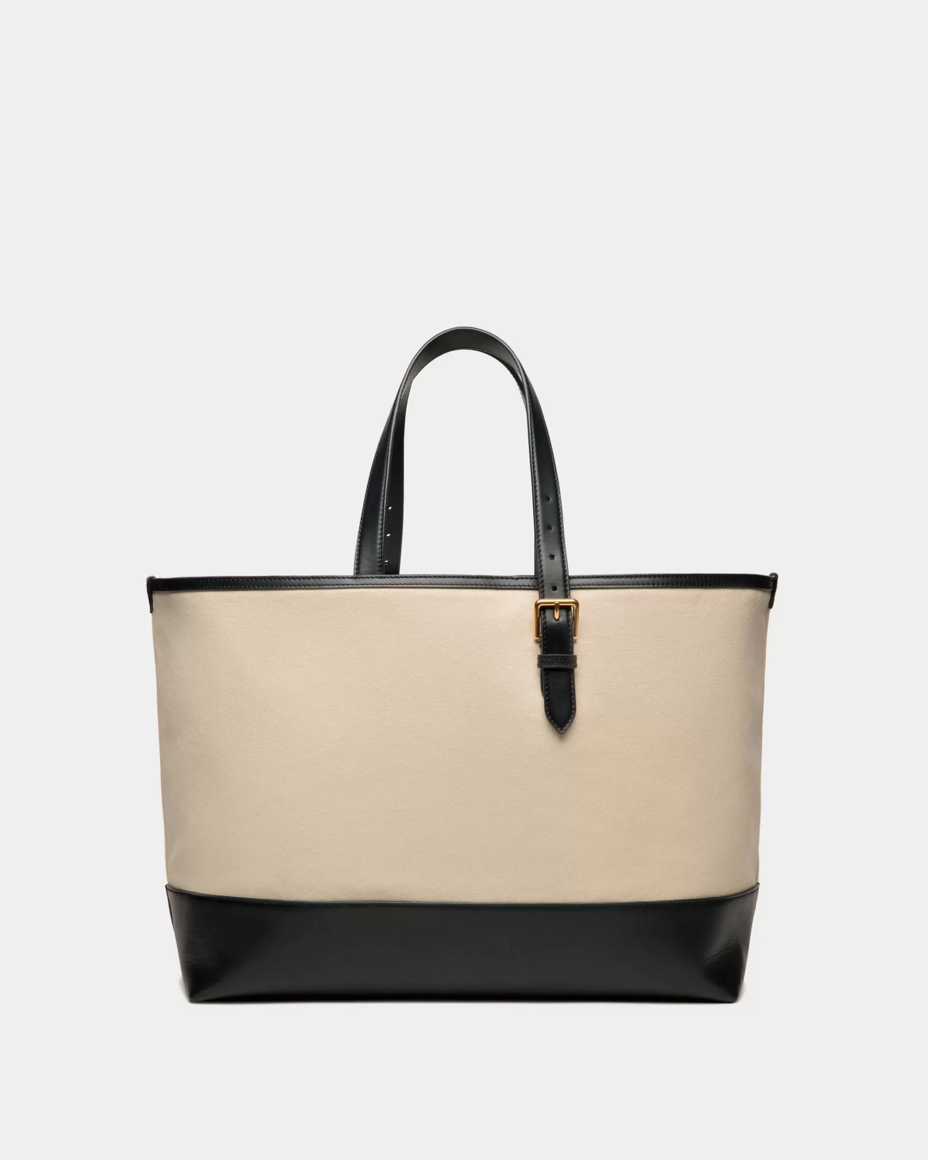 Tote Bags<Bally Summer Capsule Tote In Natural And Navy Blue Canvas And Leather White