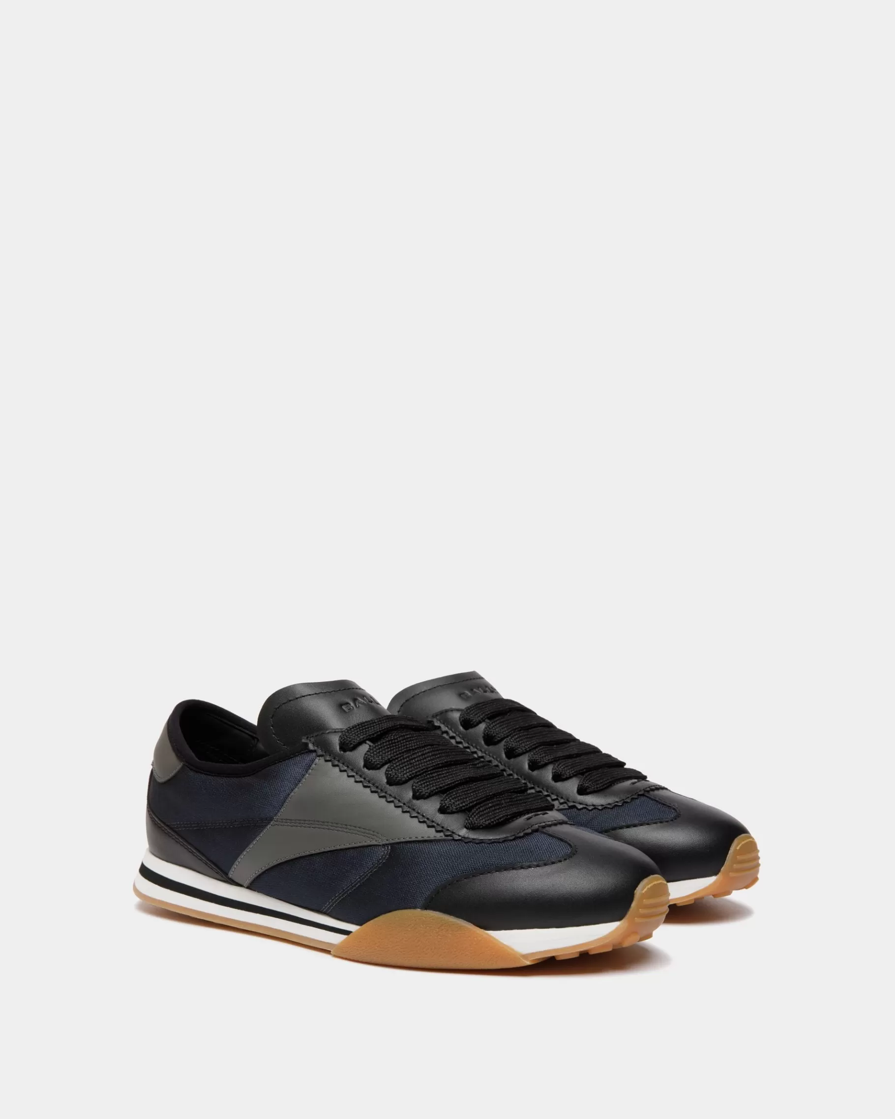 Sneakers<Bally Sussex Sneaker In Black And Navy Blue Leather And Fabric Multicolor