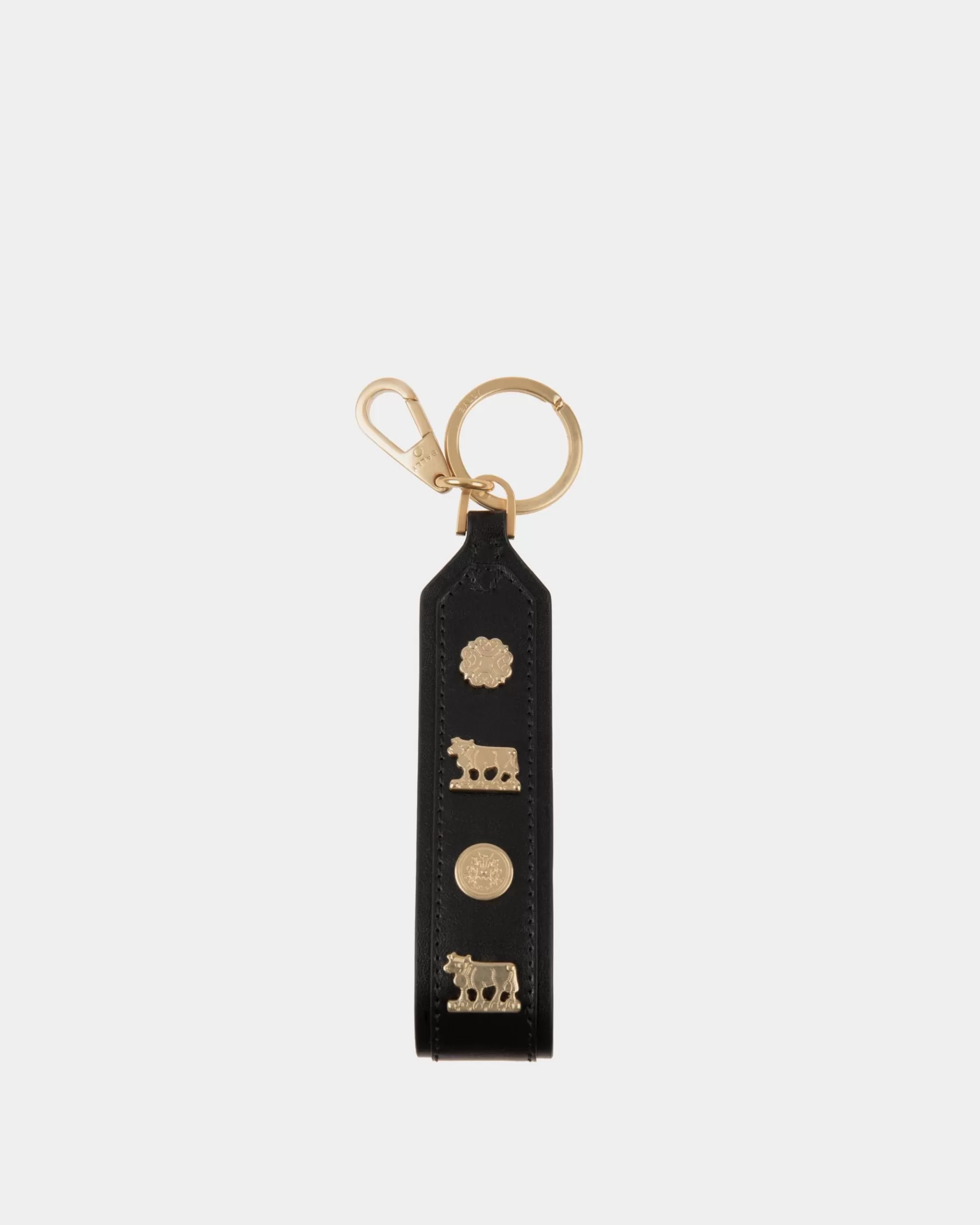 Small Accessories<Bally Swissness Keychain With Studs In Leather Black