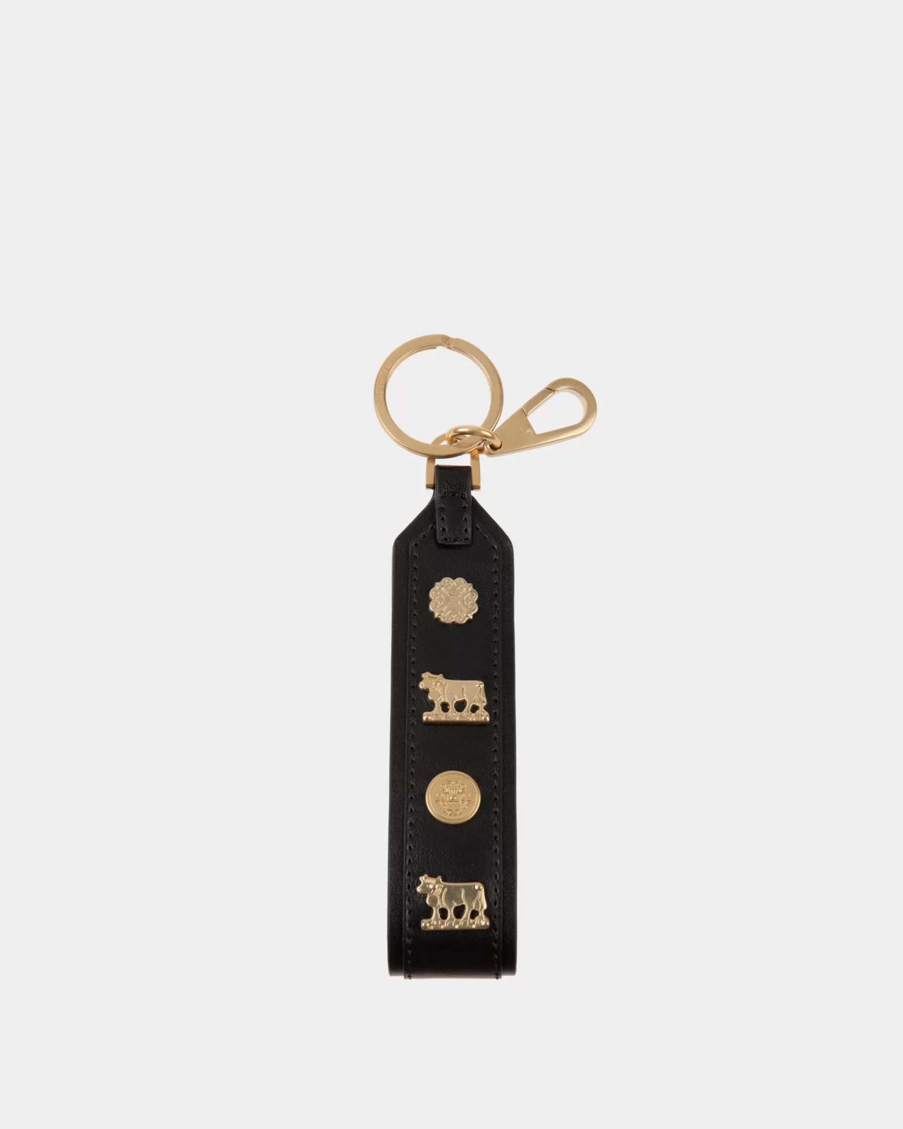 Small Accessories<Bally Swissness Keychain With Studs In Leather Black