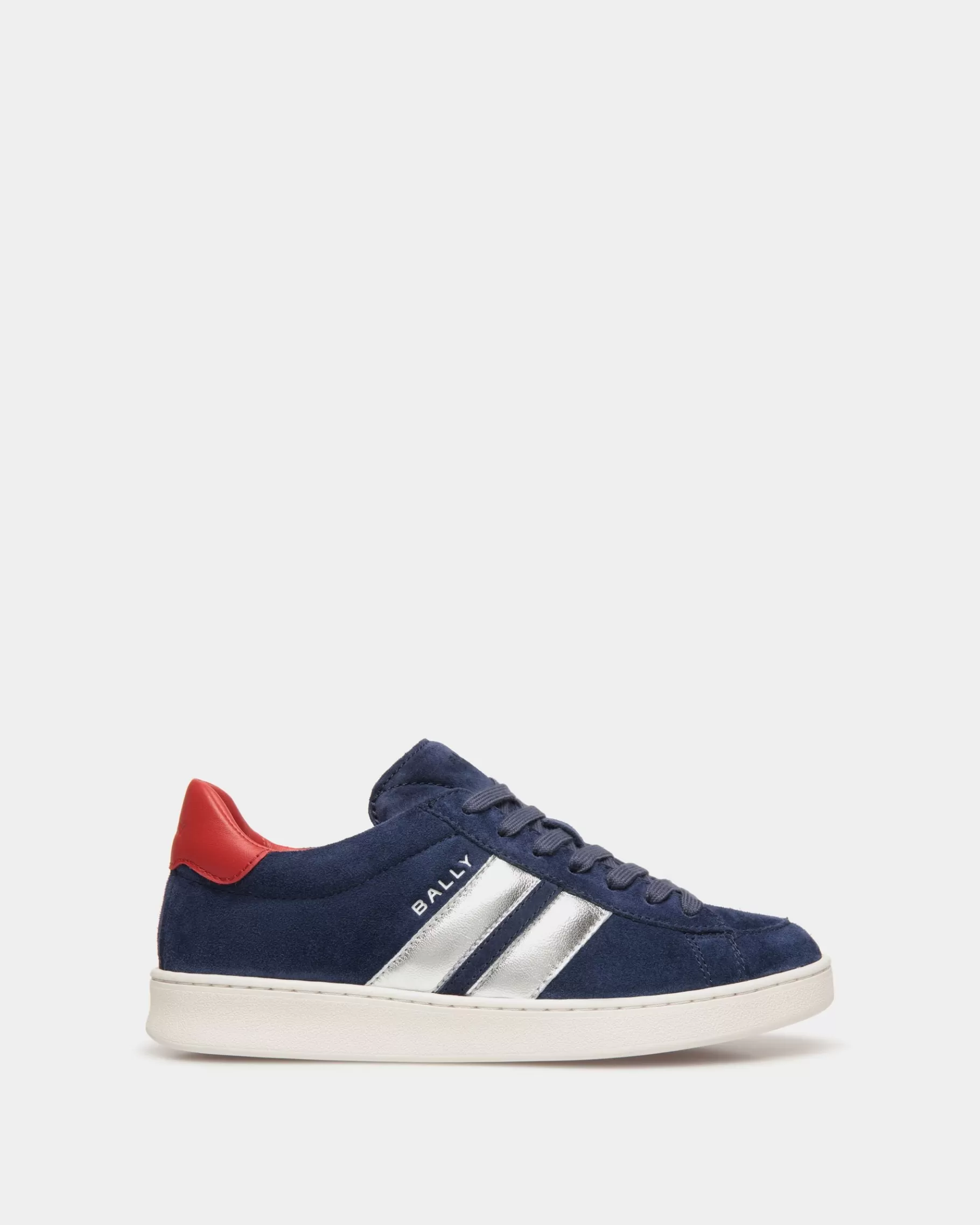 Sneakers<Bally Tennis Sneaker In Navy And Candy Red Suede Leather Blue