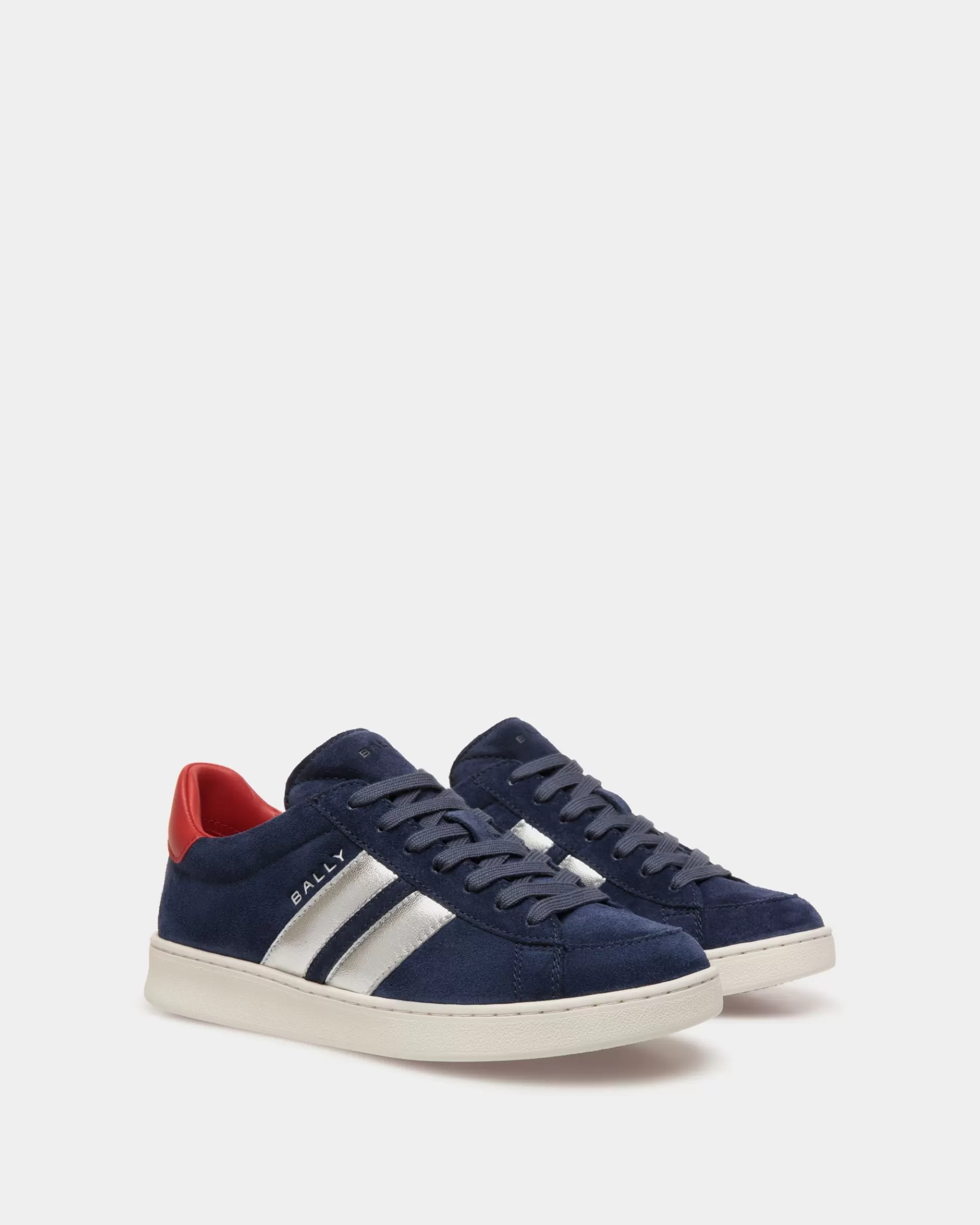 Sneakers<Bally Tennis Sneaker In Navy And Candy Red Suede Leather Blue