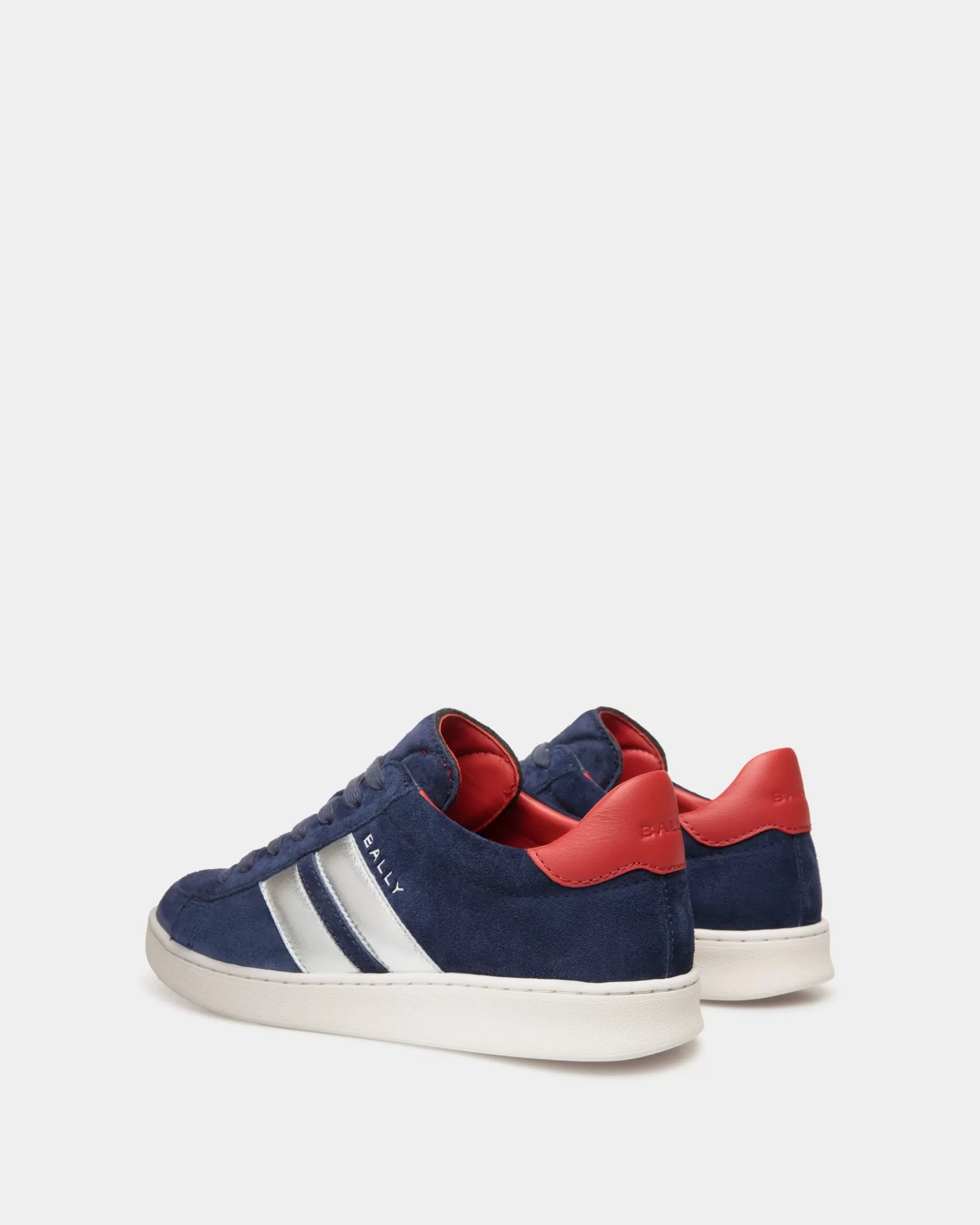 Sneakers<Bally Tennis Sneaker In Navy And Candy Red Suede Leather Blue