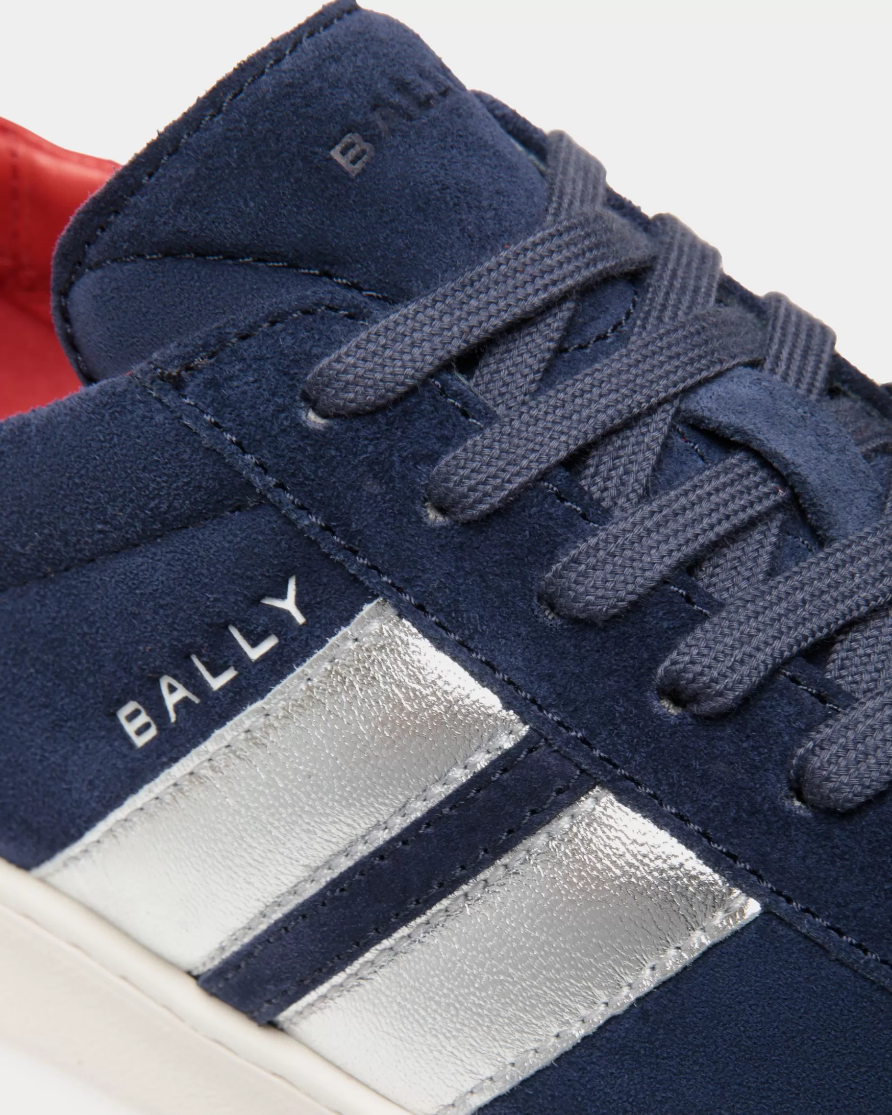 Sneakers<Bally Tennis Sneaker In Navy And Candy Red Suede Leather Blue