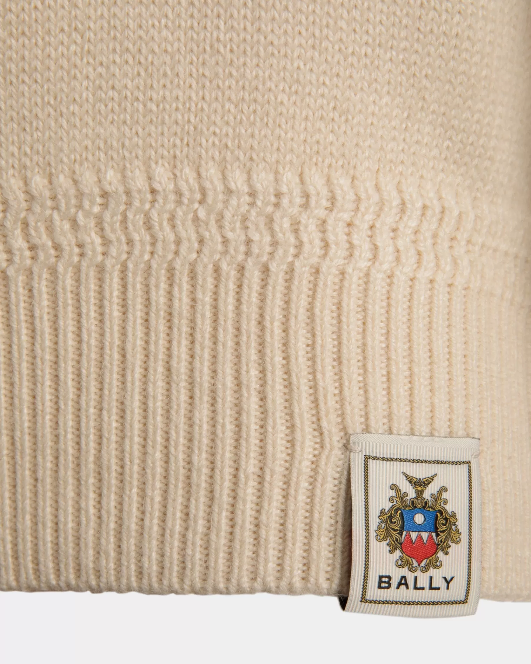 Knitwear<Bally Turtleneck With Crest Logo In Ivory Wool And Silk White